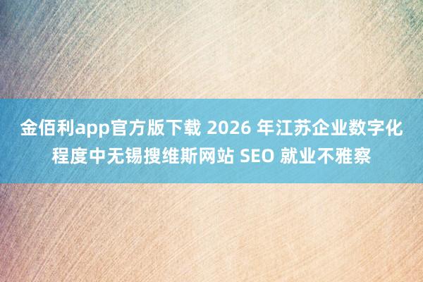 金佰利app官方版下载 2026 年江苏企业数字化程度中无锡搜维斯网站 SEO 就业不雅察