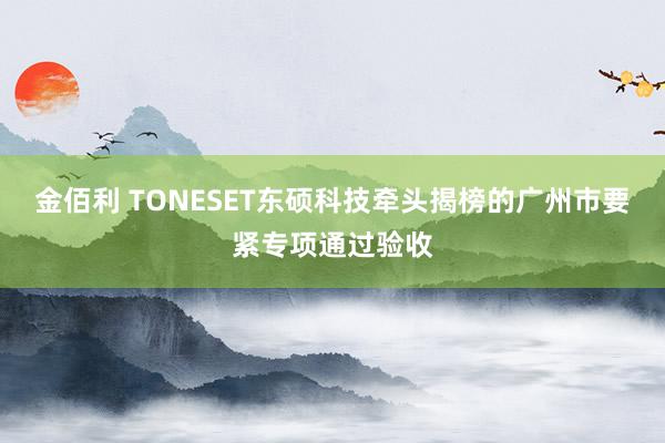 金佰利 TONESET东硕科技牵头揭榜的广州市要紧专项通过验收