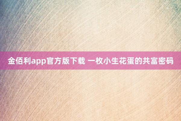 金佰利app官方版下载 一枚小生花蛋的共富密码
