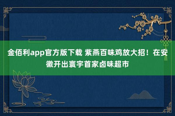 金佰利app官方版下载 紫燕百味鸡放大招！在安徽开出寰宇首家卤味超市