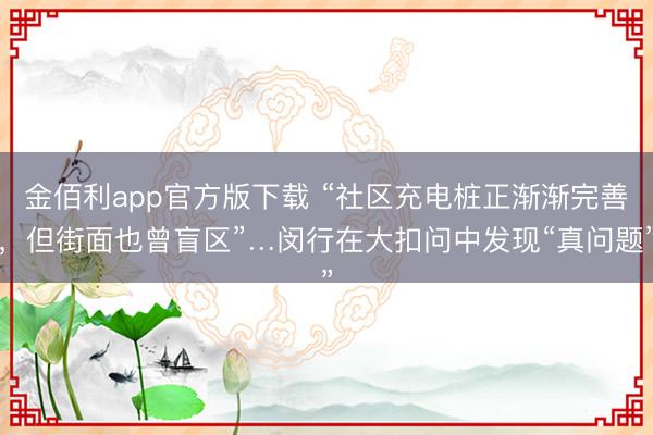金佰利app官方版下载 “社区充电桩正渐渐完善，但街面也曾盲区”…闵行在大扣问中发现“真问题”